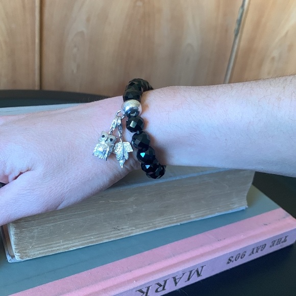 THOMAS SABO Obsidian Beaded Charm Bracelet with 925 Sterling Silver Charm Bead - Picture 5 of 5